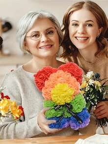 2/1pc, 9.25*15.5inch Rose Bear Figurine Mini Foam Bear Cute Home Decor, Romantic Artificial Flower Design, Suitable For Mother's Day, Father's Day, Graduation, Valentine's Day, Wedding Party, Birthday, Window & Tabletop Decor, Perfect Gift For Family & Friends - Multicolor - View 9