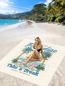 1pc Outdoor Waterproof And Anti-Sand Digitally Printed Picnic Mat/Beach Towel, Fashion & Refreshing Pattern, Suitable For Camping And Picnicking - Multicolor - View 9