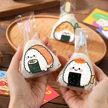 1 Set/50 piezas, 100 piezas, 150 piezas Bolsas de empaque para rollos de arroz y verduras de estilo japonés triangular, con bolsa antivaho para calentamiento en microondas. Molde para sushi y verduras. Herramientas de cocina para hacer sushi. - Multicolor - Ver 18