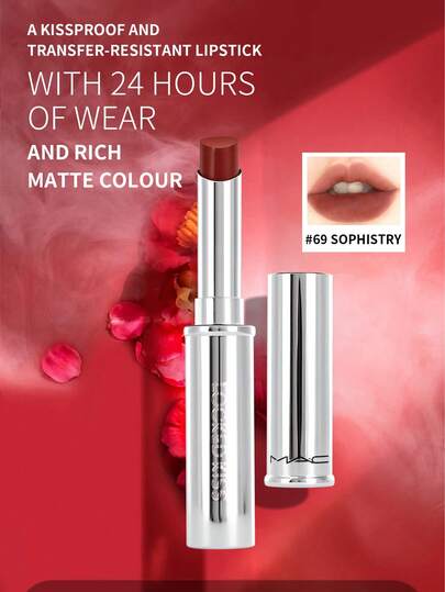  MAC 魅可 24 小时持久唇膏 #Sophistry 1.8克/0.06盎司 | 24 小时持久不脱色，不晕染，不沾杯 | 浓郁显色哑光妆效 | 舒适不晕染配方 | 从早到晚全天候持妆 | 滋润双唇，令双唇柔软顺滑 | 大胆亮丽的色号，适合各种场合 | 完美适用于特殊场合、日常妆容和夜间外出