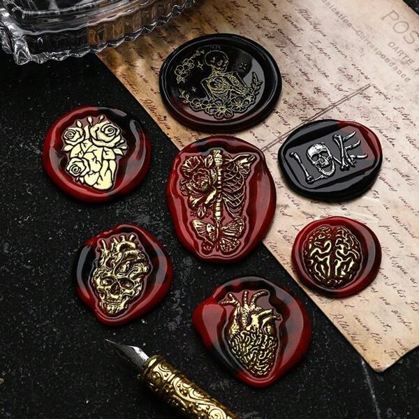 1 szt. NOWY stempel do pieczęci lakowej z serii DARK SERIES, główka stempla w stylu vintage, wyjmowany materiał mosiężny, główka pieczęci pokryta farbą ogniową do zaproszeń ślubnych, opakowań prezentów, scrapbookingu, ręcznie robiona dekoracja prezentów, wycinanie i wklejanie listów z zaproszeniami, artykuły szkolne, powrót do szkoły