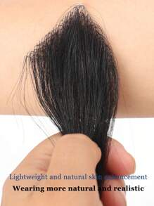 额头贴假发鬓角假发隐形无缝超薄皮肤PU男士发际线鬓角贴疤痕发片头顶斑秃烧伤疤痕小面积假发贴男女生物头皮疤痕贴 - 黑色 - 查看 7