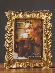 1个复古金色棕榈叶树脂相框，优雅复古设计，适合墙面或桌面装饰，可用于家居、卧室、办公室、学生空间、收纳、婚礼、派对装饰，是馈赠佳品。 - 金色 - 查看 6