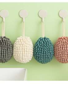 4-Pack Hanging Chenille Hand Towels – Soft, Quick-Dry, Ultra-Absorbent Towels For Kitchen & Bathroom, 6.8-Inch With Loop, In Ivory, Gray, Haze Blue & Pink Back To School Dish Cloths Kitchen Towel - Multicolor - View 6