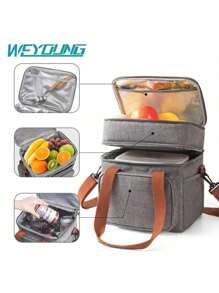 Yoawllty Insulated Lunch Bag, Reusable Waterproof Ice Refrigerated Large Capacity Oxford Cloth Lightweight Fresh-Keeping Bag For Work Or School Picnic(Black)