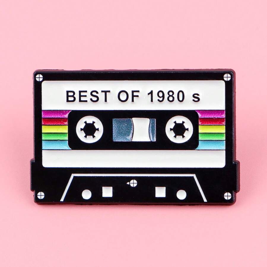 Vintage Cassette Tape Enamel Brooch, Can Be Used As Lapel Pin, Badge, Backpack Pin, Women's Brooch, Clothing Gift, Jewelry, Fashion Accessory - NR11717 - View 1