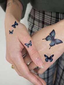 STARTTOOS 6pcs Glitter Butterfly, Crescent, Star, Flower Pattern Temporary Tattoos, Waterproof Tattoo Stickers For Women Daily, Party, Holiday Gifts, Body Decor, Wrist - Multicolor - View 6