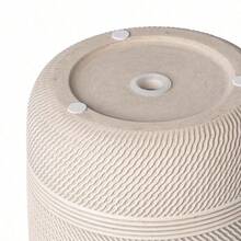 New White 8" Tye Ceramic Planter, Elegant, White, Grooved Displays Plants In Style