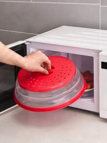 1pc Silicone Microwave Splash Cover, Food And Fruit Drain Microwave Cover, Microwave Food Cover, Microwave Plate Cover, Microwave Oven Cover, Kitchen Essentials, Dishwasher Friendlyty, Multifunctional Silicone Folding Fresh-Keeping Cover, Oil And Splash Proof Cover, Dedicated Heating Cover, Folding Cover, Summer Essentials, Cups ﻿