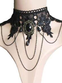 1pc Lace Necklace Collar False Collar Gothic Style Choker Halloween Witch Valentine's Day Valentines