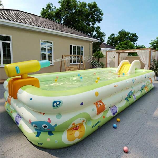 1 pieza Piscina inflable de PVC extra grande y duradera - Ajuste universal, plegable y portátil, entretenimiento al aire libre, piscina extremadamente espaciosa, adecuada para celebraciones del Día de la Independencia, Acción de Gracias, Navidad y Halloween, artículos esenciales de playa, accesorios de piscina, flotador de piscina