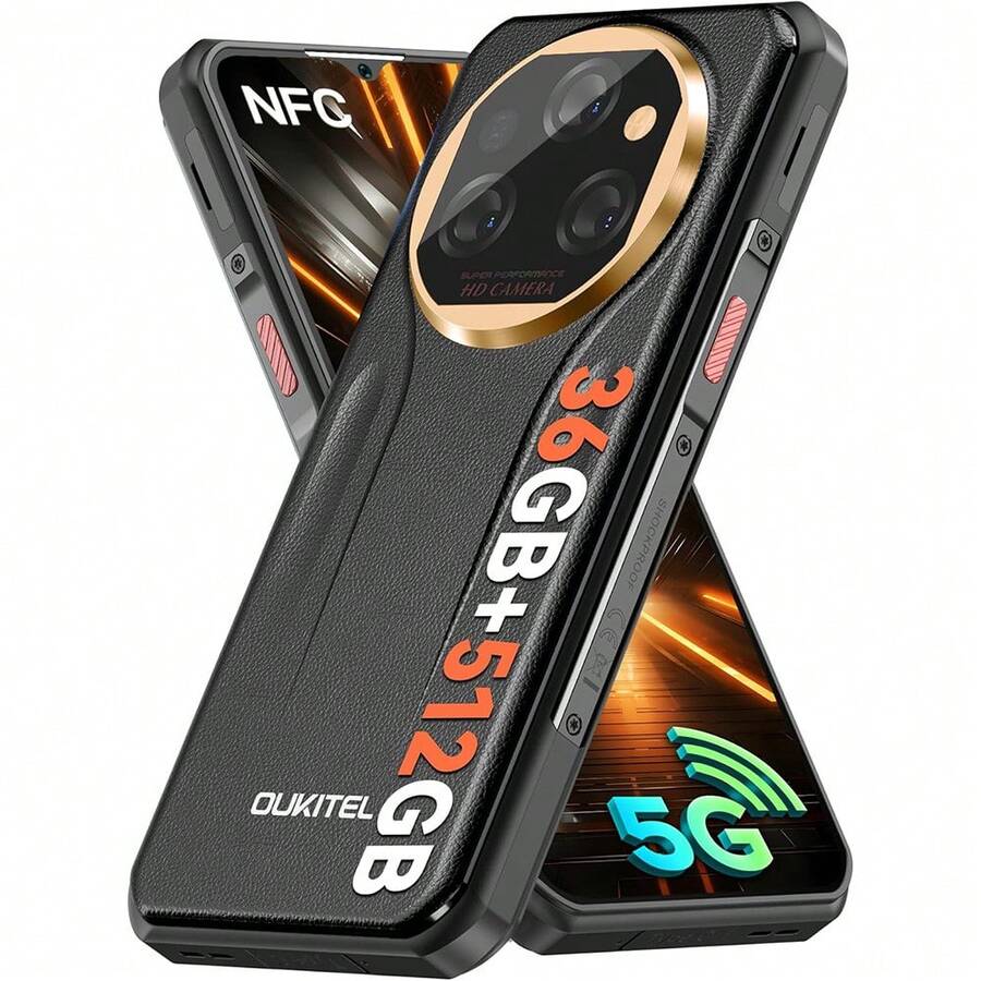 OUKITEL WP39 PRO Rugged Phone 5G Unlocked 2025-36GB+512GB/2TB Cell Phone, 11000mAh(33w) Battery, 6.6''FHD+Display Rugged Smartphone, 64MP Camera, 5G Dual SIM Android 14 Phone, NFC/GPS/T-Mobile - 黑色 - 查看 1