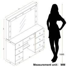 Teousev Dressing Table Large 7 Drawers Vanity Set Makeup Desk W/ LED Makeup Mirror White
