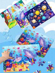 Puzzle temático de papel grueso con diseños de océano, astronautas, dinosaurios y otros temas, un regalo ideal para niños y niñas de 3 a 6 años para el desarrollo interactivo en interiores - Rompecabezas temáticos - Ver 1