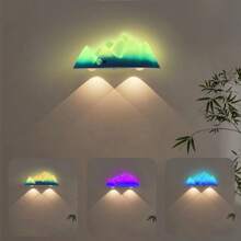 1 Peça Luminária de Parede LED Inteligente Ajustável, Luz de Parede Criativa Minimalista Moderna com Montanha Nevada, Sensor Infravermelho, Controle Remoto RGB, Recarregável por USB, Adequado para Quarto, Sala, Corredor, Sala de Estar