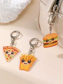1 pieza/3 piezas Llavero minimalista y elegante con diseño de imitación de comida, como hamburguesa, papas fritas, pizza, brócoli, lechuga. Ideal para amigos, accesorios de Halloween, regalos del Día del Maestro, ideas de regalos de Navidad, adornos para bolsos y autos, para hermanas - Multicolor - Ver 8