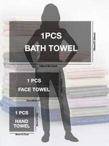 Set de 3 piezas de toallas de baño de felpa de coral absorbente: 1 toalla de baño de 70 * 140 cm, 1 toalla de mano de 34 * 75 cm, 1 toalla de cara de 35 * 35 cm, suaves y amigables con la piel para el baño del hogar, de vuelta a la escuela