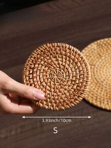 1 件圆形藤条隔热垫情人节、情人节婚礼、生日、防滑厨房用具，搭配舒适的秋冬风格、家居和厨房必备品、厨房卫生必备品