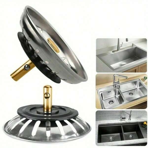 Metal Kitchen Sink Strainer With Garbage Disposal Drain Stopper - Kitchen And Bathroom Drain Filters, Essential Sink Accessories