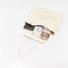 Women Lace Handbag Woven Underarm Bag Fashion Beach Vacation Tote Shoulder Bag - trắng - Xem 4