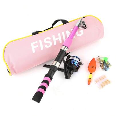 1 set rosa damspö- och rullekit. Innehåller 1,8 m lättviktsspö, 1 fiskerulle, betestillbehör och en bärbar fiskeväska. Rullen i 3 färger kan mixas och matchas efter din önskade stil.