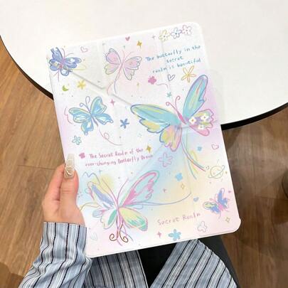 Butterfly DANYCASE Compatible With Ipad A16 2025 Air 11 13 M2 M3 Pro 11 13 M4 2024 Air 4 5 10th 10.9 Pro 11 9th 8th 7th 10.2 Pro 12.9 4th 5th 6th Transparent Back Cover Y Fold Case