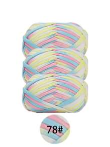 3 pièces Ruban de satin en polyester, environ 300g, mélange multicolore de fil doux en tissu - pour pantoufles au crochet DIY, sacs, panier de rangement (design d'emballage assorti)