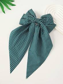 6pcs Girls Fashion Minimalist Elegant Versatile Hair Clips Polka Dot Ribbon Bow Bun Claw Clips