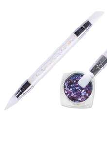 2支装双头硅胶美甲笔雕刻花朵雕塑笔可调节胶棒压花刷专业美甲 - 白色 - 查看 6