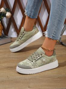 Women Minimalist Leather Skate Shoes, Low Top Lace-Up Casual Sports Sneakers, Outdoor Vacation Versatile Platform Walking Shoes