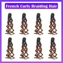 12/16/24Inch French Curly Braiding Hair Pre Stretched Bouncy Braiding Hair Easy Braid Curl Braids, Lightweight Synthetic Wavy Hair Extens - Multicolor - View 5
