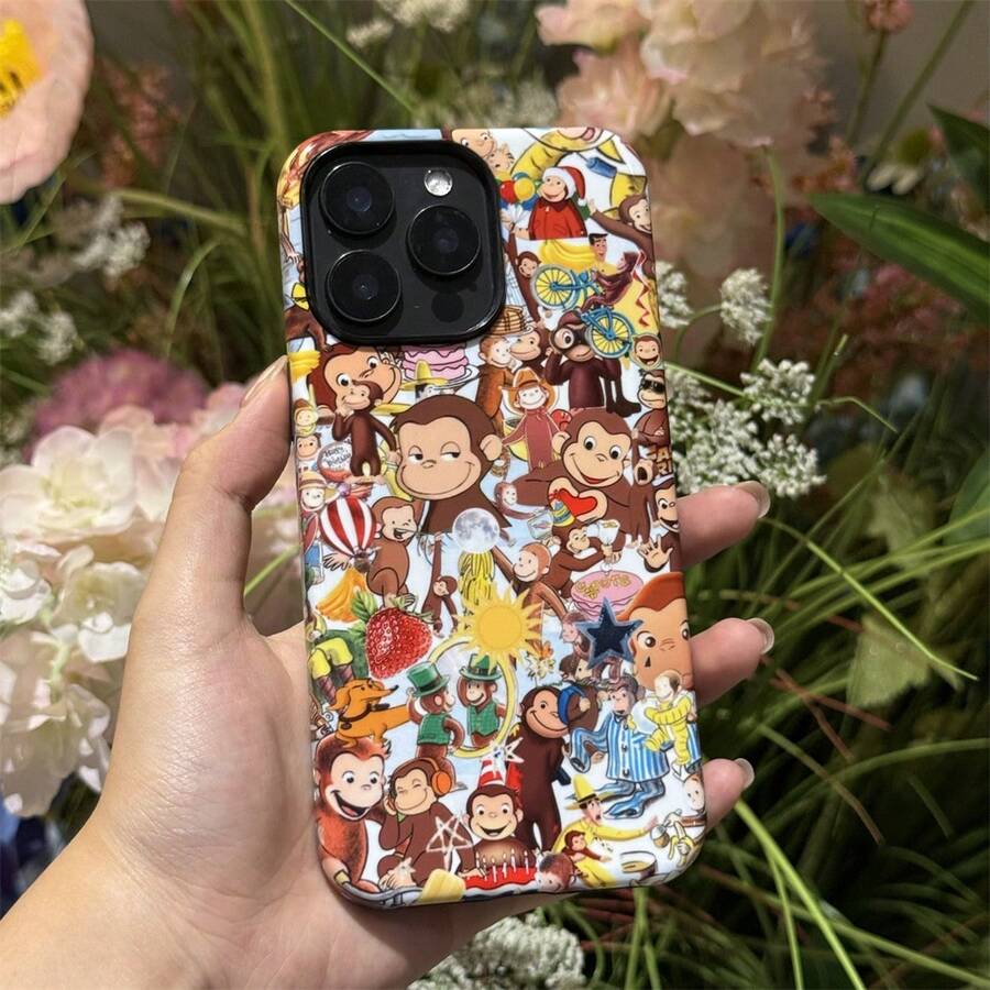 Eye Catching Cartoon  Case With Curious George Makes Your  Stand Out With Playful Design - Pink - View 1