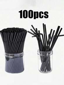 100/200/300pcs Thickened Durable Black Straws, Black Bendable Straws, Length 8.27inch/21cm, Coffee And Stirrers, Drink Accessories, Diameter 0.24inch/0.6cm, Suitable For Kitchen, Bar, Club, Drinks, Milk, Soda Water, Party, Restaurants And Home Use