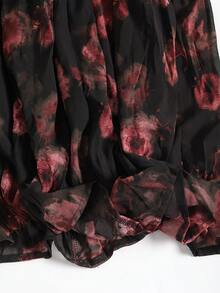 Women's Fashion Printed A-Line Skirt, Versatile & Flattering, Loose & Elegant - Black Powder - View 8