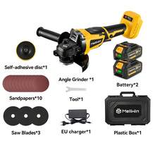 Yofidra Smerigliatrice angolare elettrica senza spazzole da 1500 W 125 mm Lucidatrice a batteria a 3 marce M14 Utensile elettrico