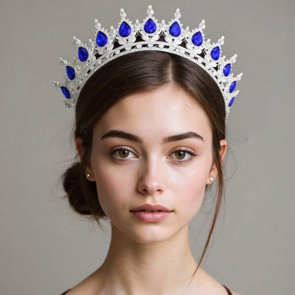 1pc Vintage Palace-Style Bridal Crown Headpiece, Luxury Wedding Runway Queen Crown, Round Pearl & Rhinestone Hairband, Party Performance Dress Accessory, Baroque Princess Birthday Hair Decor