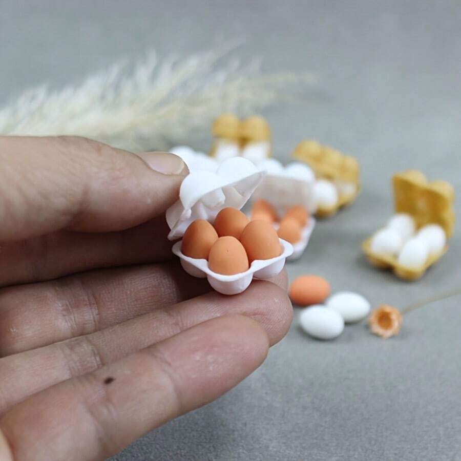 娃娃屋仿真蛋盤套組,微縮塑料微型食物玩偶配件,混色鴨蛋複製品,適用於微縮廚房裝飾、DIY手工、攝影道具、超景、聖誕禮物、生日禮物、復活節裝飾 - 彩色 - 查看 1