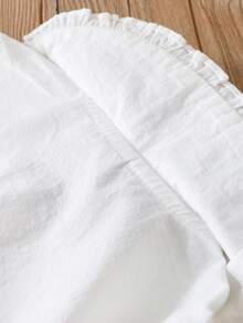 少女棉质长袖蝴蝶结彼得潘领衬衫 - 白色 - 查看 8