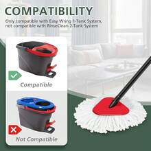 4 Pack Spin Mop Refill Replacement Head Compatible With EasyWring Spinning Mop, With 1 Swivel Mop Base, 100% Microfiber Deep Cleaning Machine Washable - White (1-Tank System) - Mop 4pc+Base 1pc - View 2