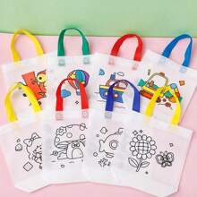 Juego de 5 piezas/10 piezas de bolsas de tela no tejida con estampado de graffiti de colores, bolsas de fiesta con arte de animales de carnaval, reutilizables, para fiestas, regalos, embalaje y almacenamiento, hechas a mano con pintura de graffiti, colores y estilos aleatorios