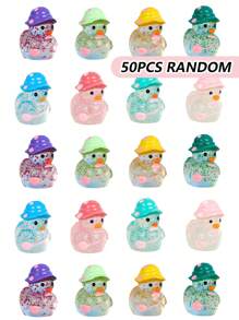 100/50/20/10/1pc Luminous Flash Mini Ducks, Miniature Duck With Hats, Fluorescence Fairy Garden Decoration, Cute Animals Micro Landscape,Desktop Decoration Accessories Home Decor