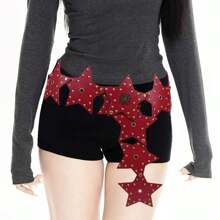 Cinturón ancho retro, cinturón de moda de calle punk western vaquero con remiendo de estrellas de estilo Y2K Baddie