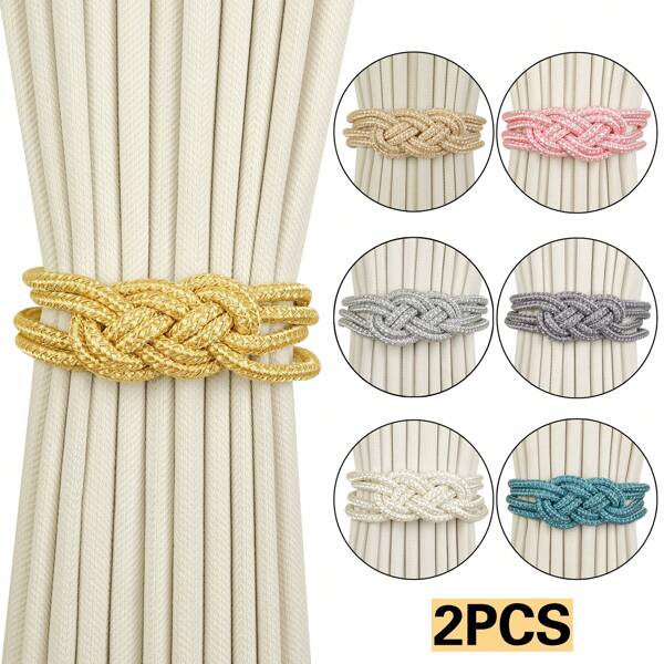 2 piezas Sujeta cortinas con nudo chino, sujeta cortinas magnéticos de poliéster tejidos a mano en estilo minimalista moderno chino para decoración interior, decoración del hogar, sujeción y recogida de cortinas, que aportan una sensación cálida a su hogar