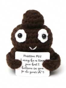 1个手工钩织可爱娃娃摆件，附赠卡片，适用于盆栽植物、卧室、办公室、客厅、家居、景观、汽车、窗户等场所，毛绒娃娃，积极向上，针织填充动物，钩织毛绒娃娃礼物