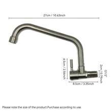 Stainless Steel Kitchen Faucet, Wall-Mounted Single Cold Water Basin Faucet, Suitable For Simple Installation In Home Kitchen, Washing Machine, And Public Facility Sinks