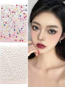 1pc/Girl Hair Stickers Pearl Stickers, Face Makeup Face Stickers Decorative Eyes, Children's Makeup Face And Eye Makeup Bright Diamond Tears DIY Acrylic Seven Color Diamond Stickers, Stage Color Diamond Stickers ,Hair Accessoires