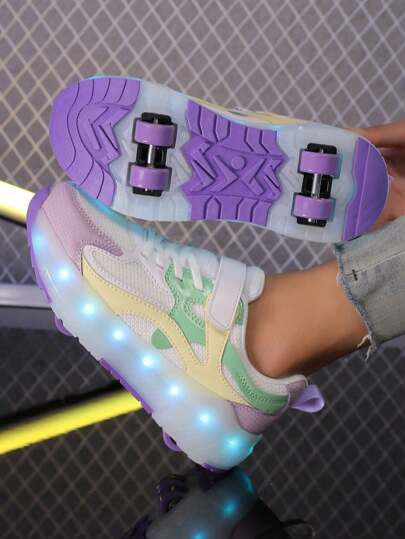 Nuevos zapatos con ruedas de moda con luces para adolescentes y estudiantes, zapatillas con ruedas desmontables