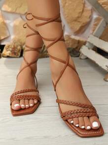 2025 Summer New Flat Lace-Up Sandals, Casual Shoes For Women