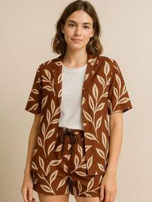 Duna Floral Kimono Set - Lightness, Style And Pockets That We Love! - Rust Brown - View 2