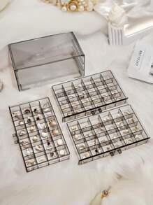 1 Stück transparente 3-lagige 72-Fach Schmuckaufbewahrungsbox für Damen Ohrringe, Ringe, Ketten, Armbänder. Schubladenart 3-lagige 72-Fach abnehmbare Großraum-Nagel- und Nageldekorations-Organizer